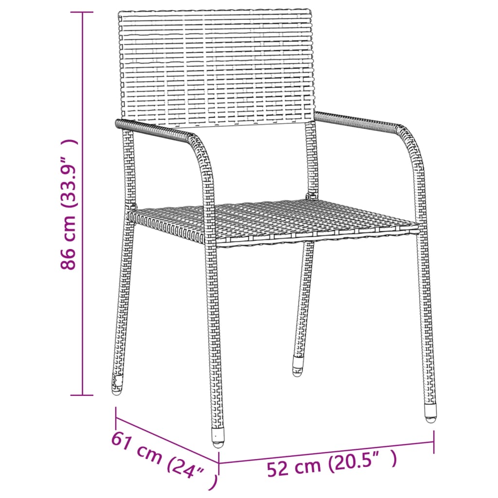 idaXL Juego de comedor de jardín 7 piezas ratán sintético gris