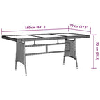 idaXL Juego de comedor de jardín 7 piezas ratán sintético gris