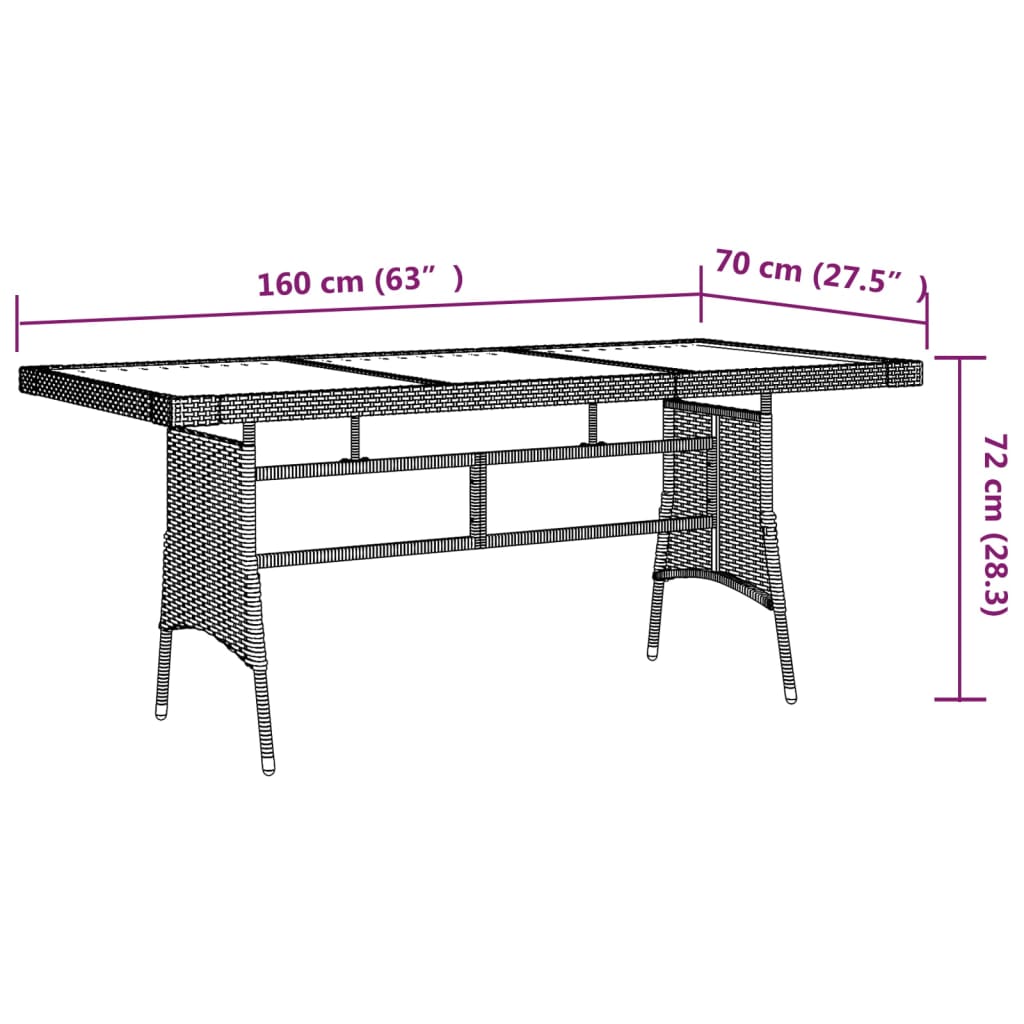 idaXL Juego de comedor de jardín 7 piezas ratán sintético gris