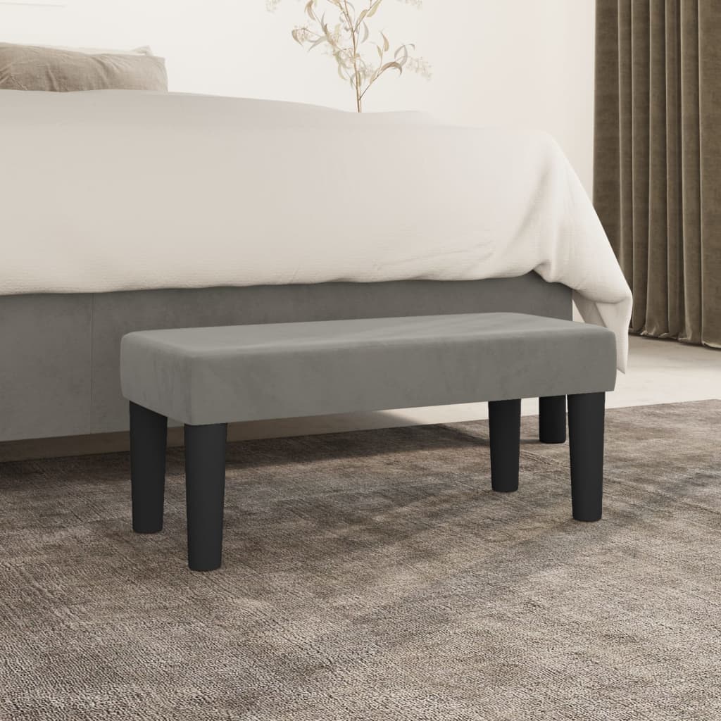 Banco de terciopelo gris claro 100x30x30 cm