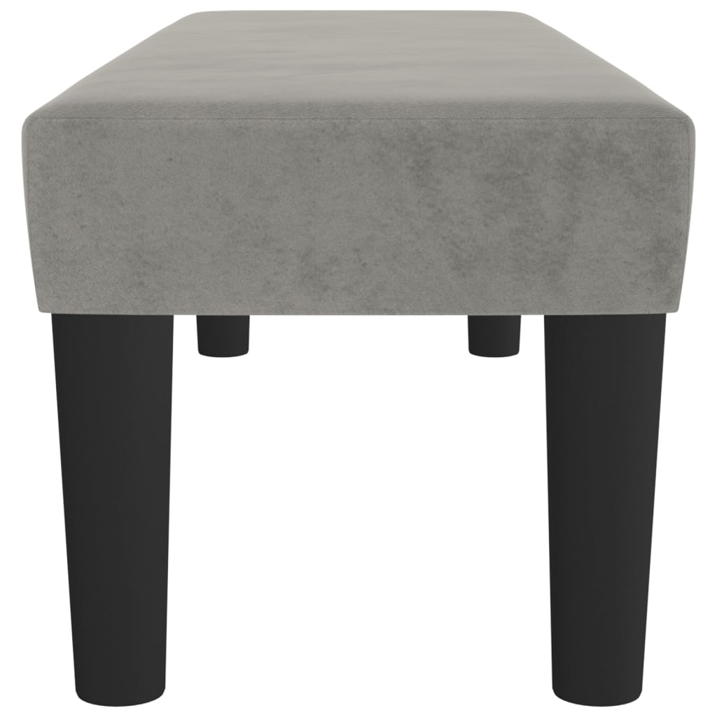Banco de terciopelo gris claro 100x30x30 cm
