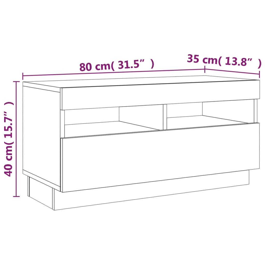 Set de muebles TV con LEDS 2 pzas contrachapada roble ahumado