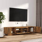 Set de muebles TV con LEDS 2 pzas contrachapada roble ahumado