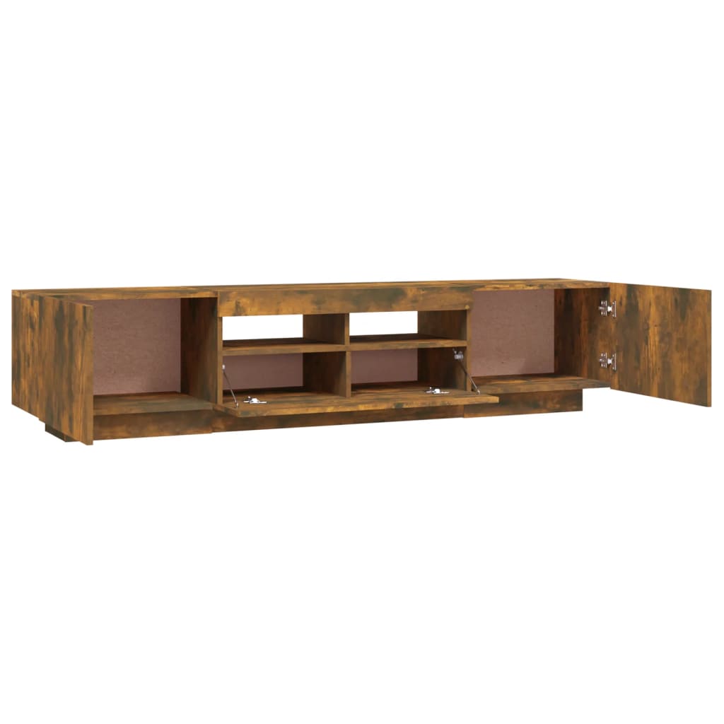 Set de muebles TV con LEDS 2 pzas contrachapada roble ahumado