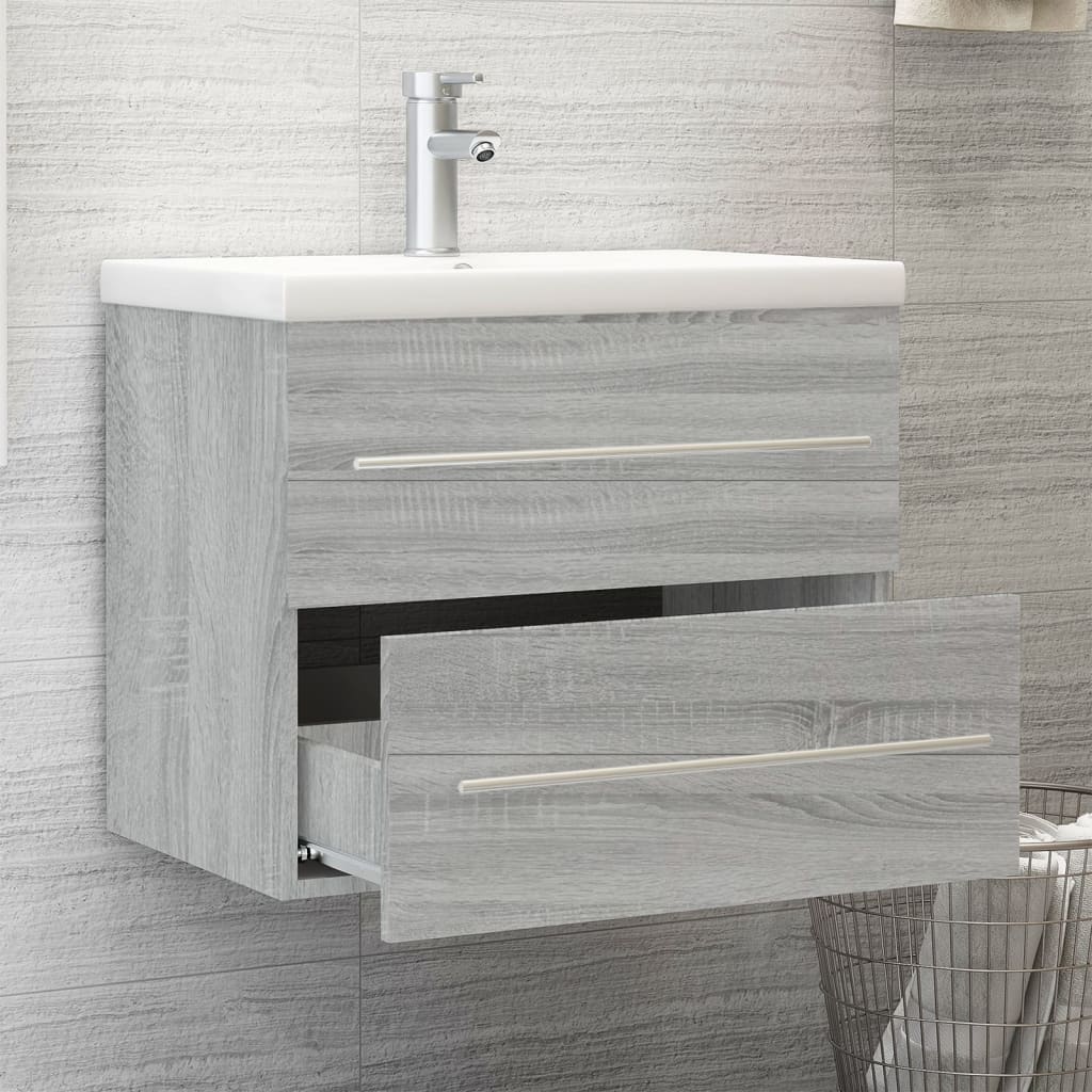 Mueble de baño con lavabo madera contrachapada gris Sonoma