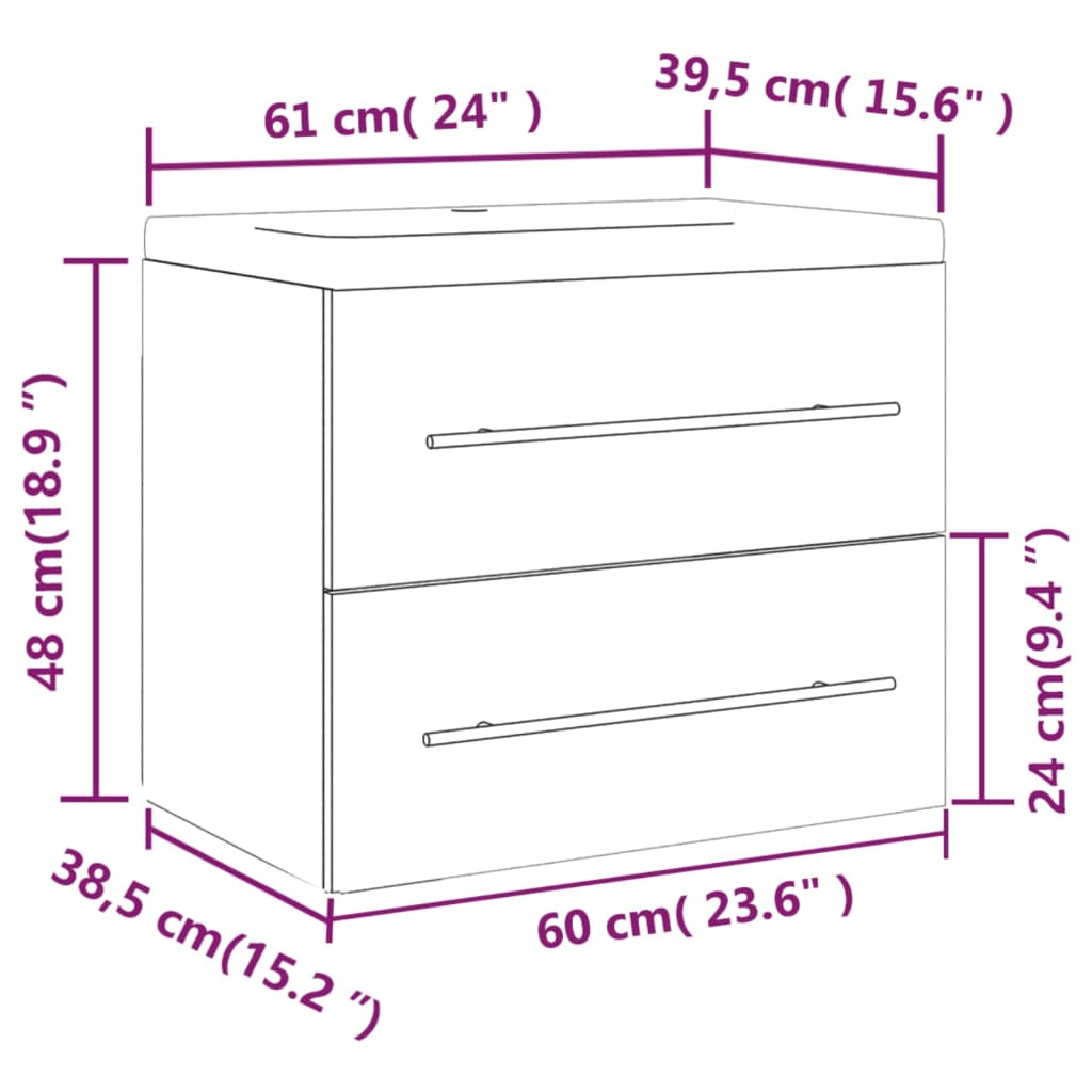 Mueble de baño con lavabo madera contrachapada gris Sonoma