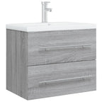 Mueble de baño con lavabo madera contrachapada gris Sonoma
