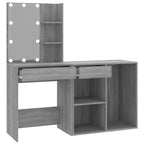 Tocador con LED y armario madera contrachapada gris Sonoma