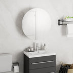 Armario de baño con espejo redondo y LED blanco 40x40x17,5 cm