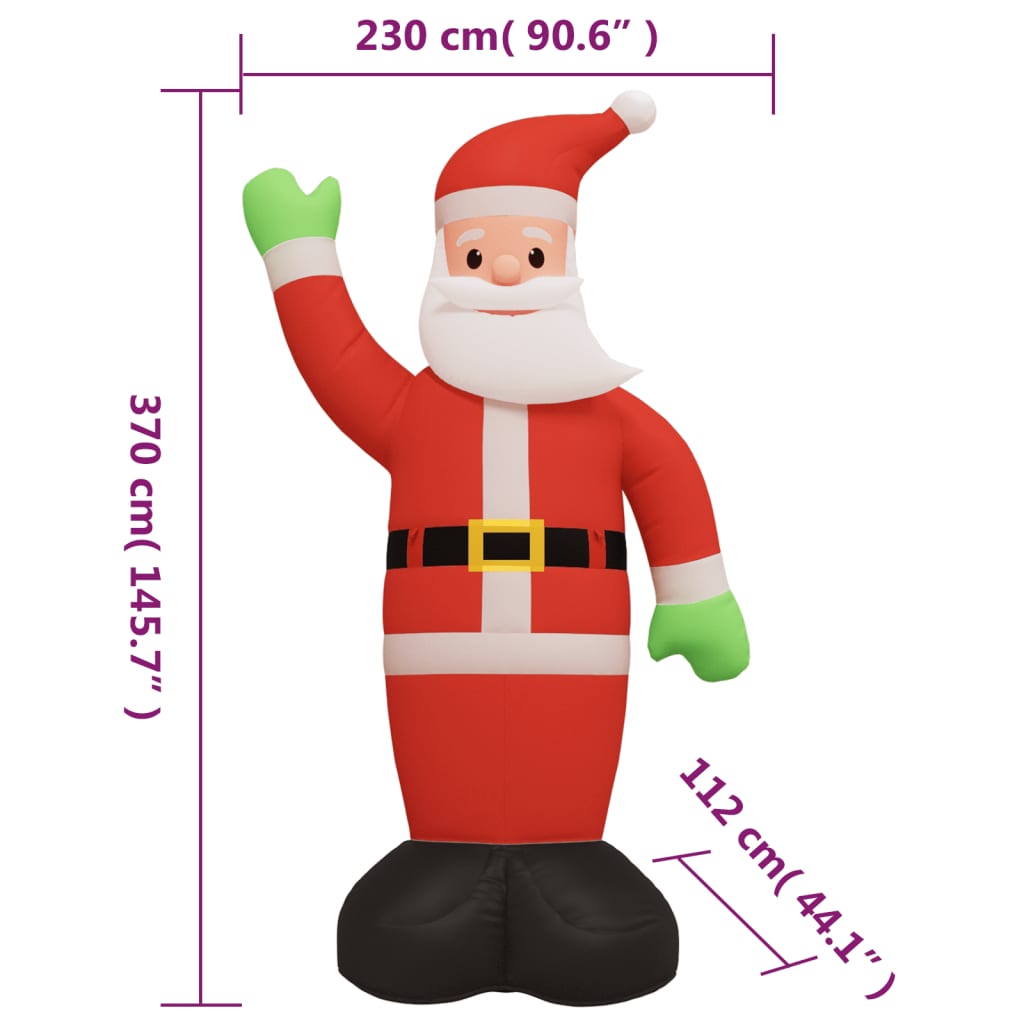 Papá Noel inflable de Navidad con LED 370 cm