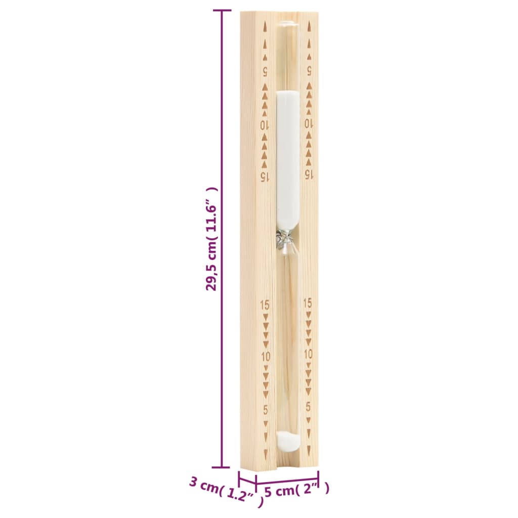 Reloj de arena para sauna 15 minutos madera maciza de pino