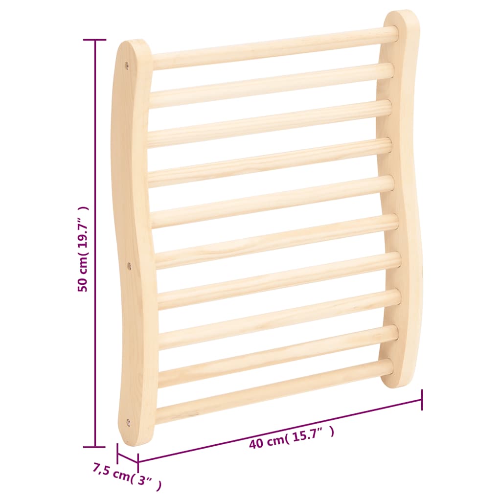 Respaldo de sauna madera maciza de pino en forma de S