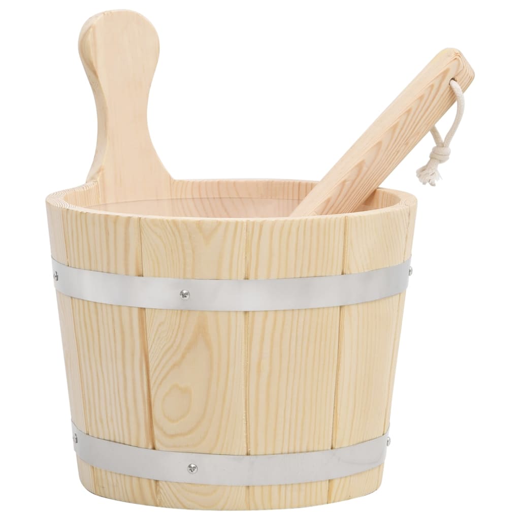 Set de cubeta y cucharón para sauna madera maciza de pino