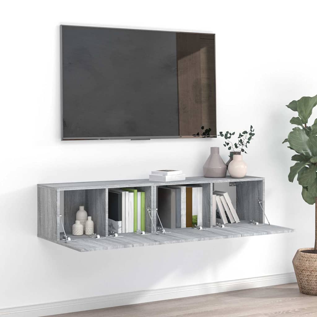 Set de muebles de TV 2 pzas madera contrachapada roble ahumado