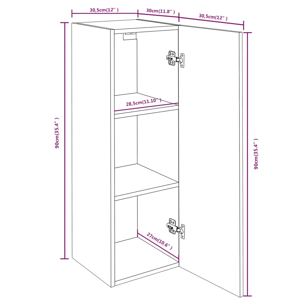 Mueble TV 4 uds madera contrachapada roble ahumado 30,5x30x90cm