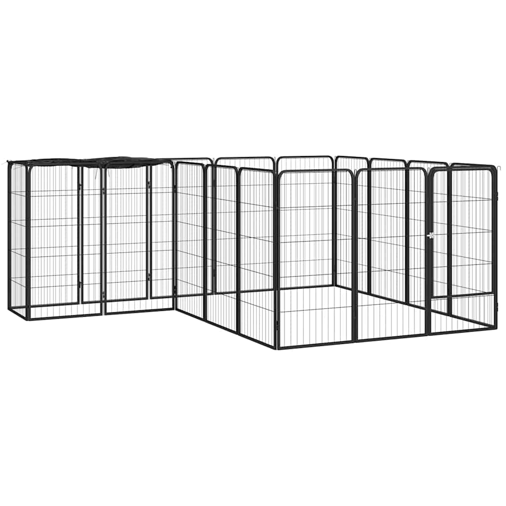 Jaula perros 18 paneles acero recubierto polvo negro 50x100 cm