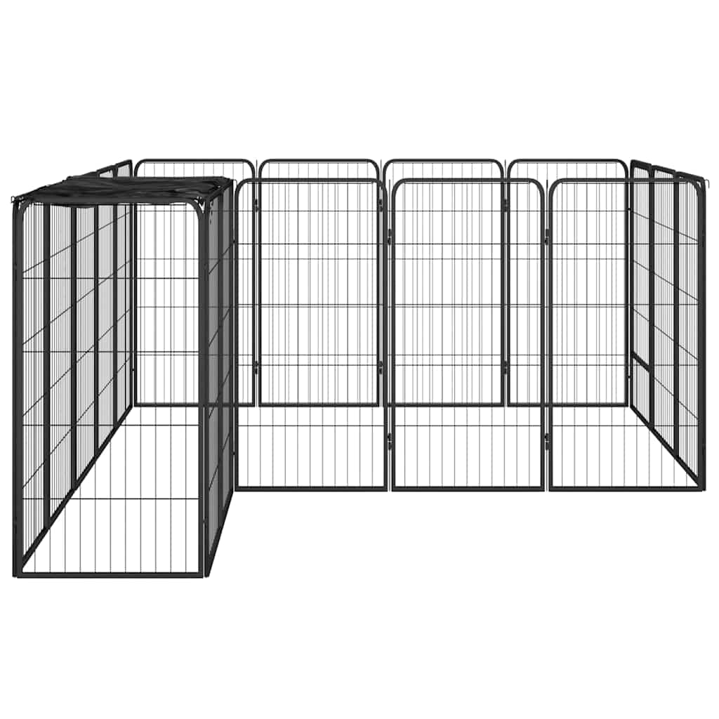 Jaula perros 18 paneles acero recubierto polvo negro 50x100 cm