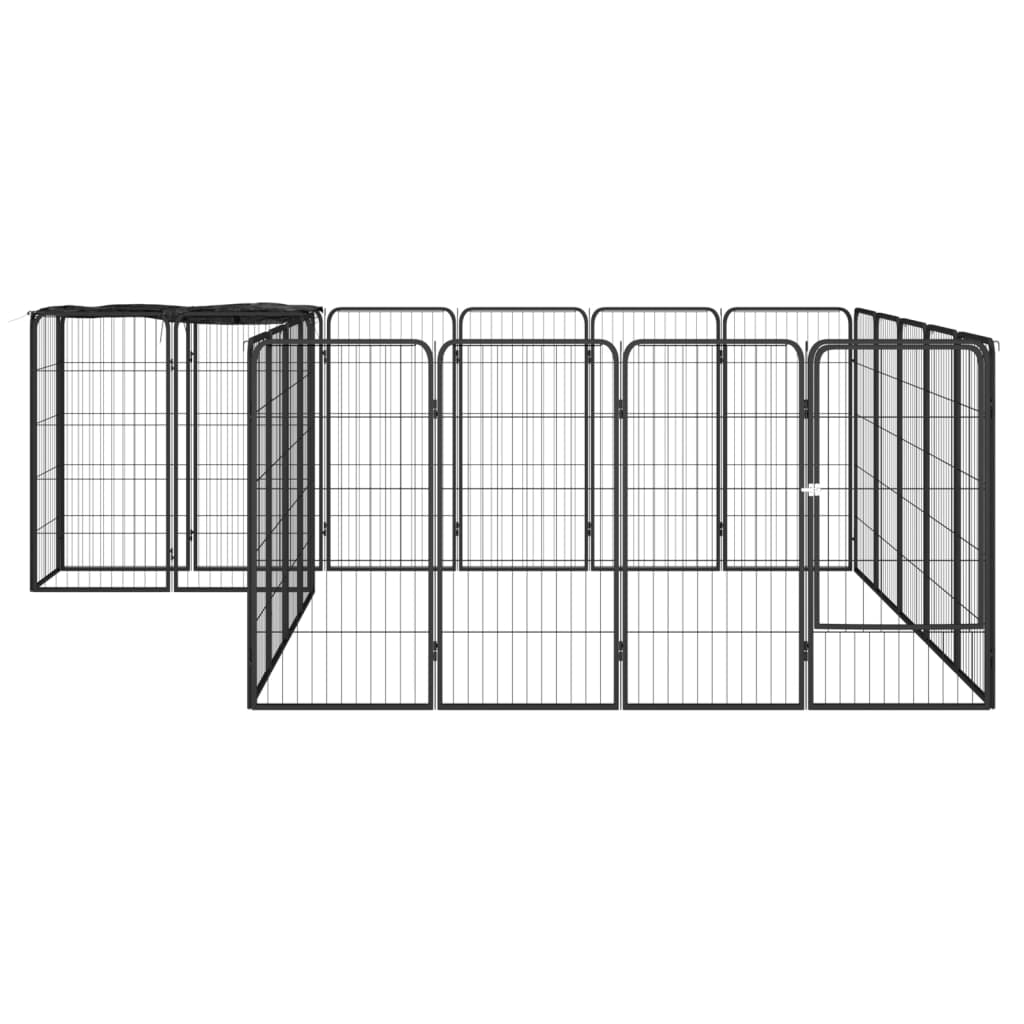 Jaula perros 22 paneles acero recubierto polvo negro 50x100 cm