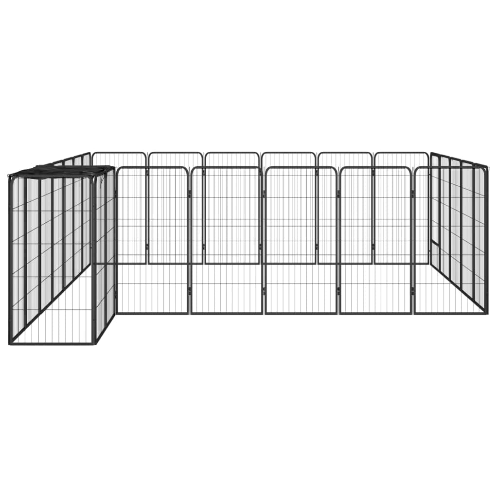 Jaula perros 26 paneles acero recubierto polvo negro 50x100 cm