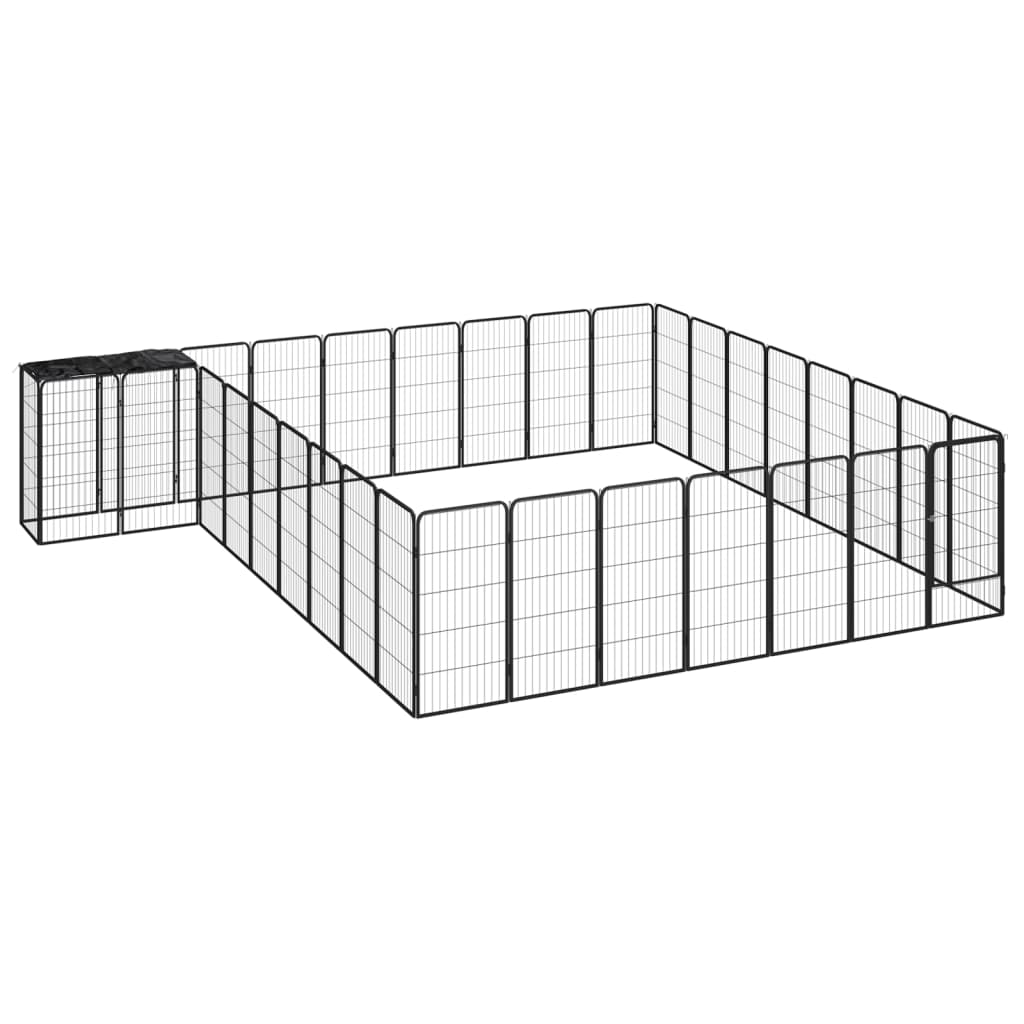 Dog cage 32 panels black powder-coated steel 50x100 cm