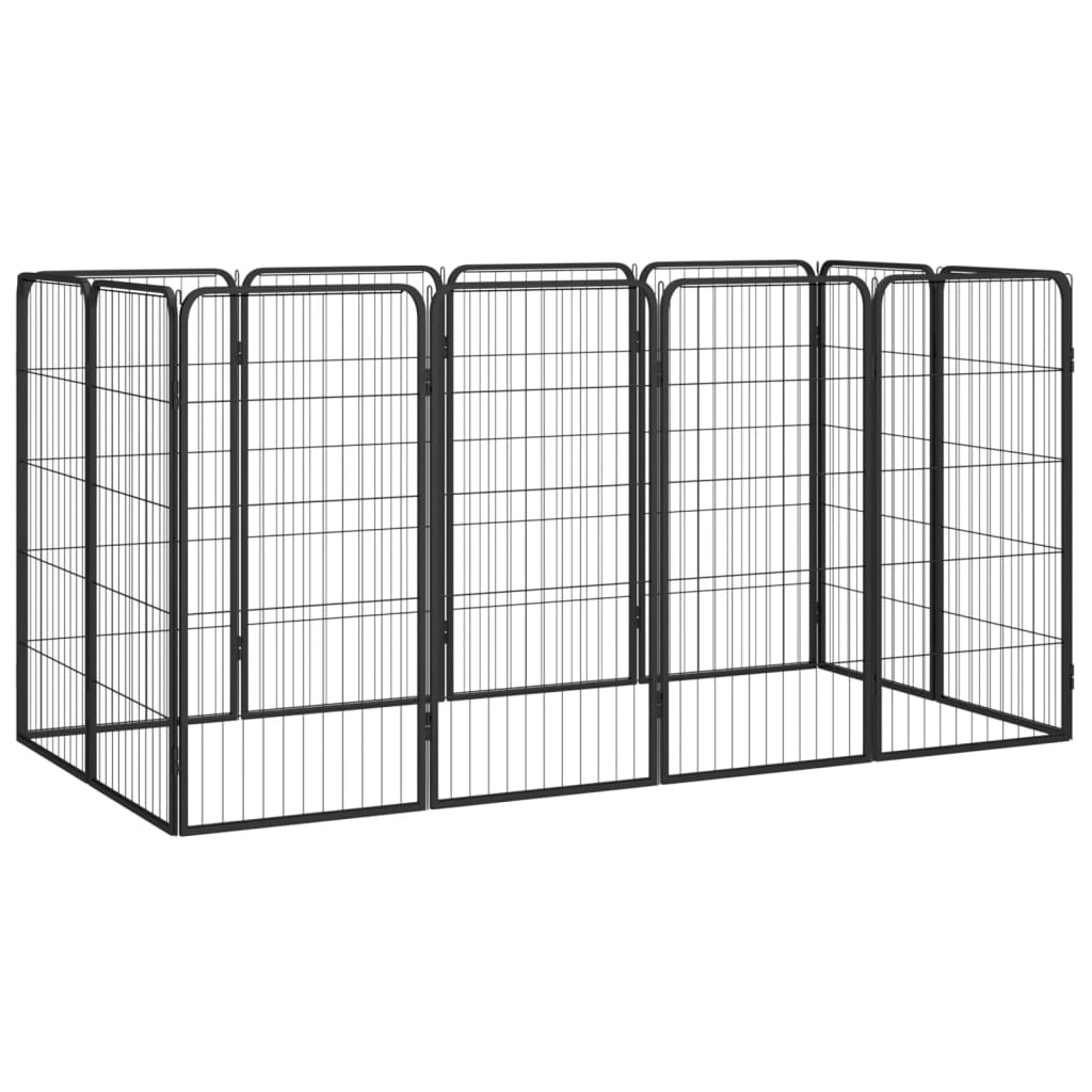 Dog cage 12 panels black powder-coated steel 100x50 cm