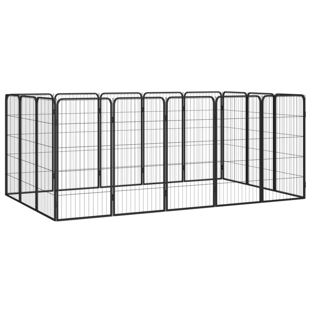 Jaula perros 16 paneles acero recubierto polvo negro 50x100 cm