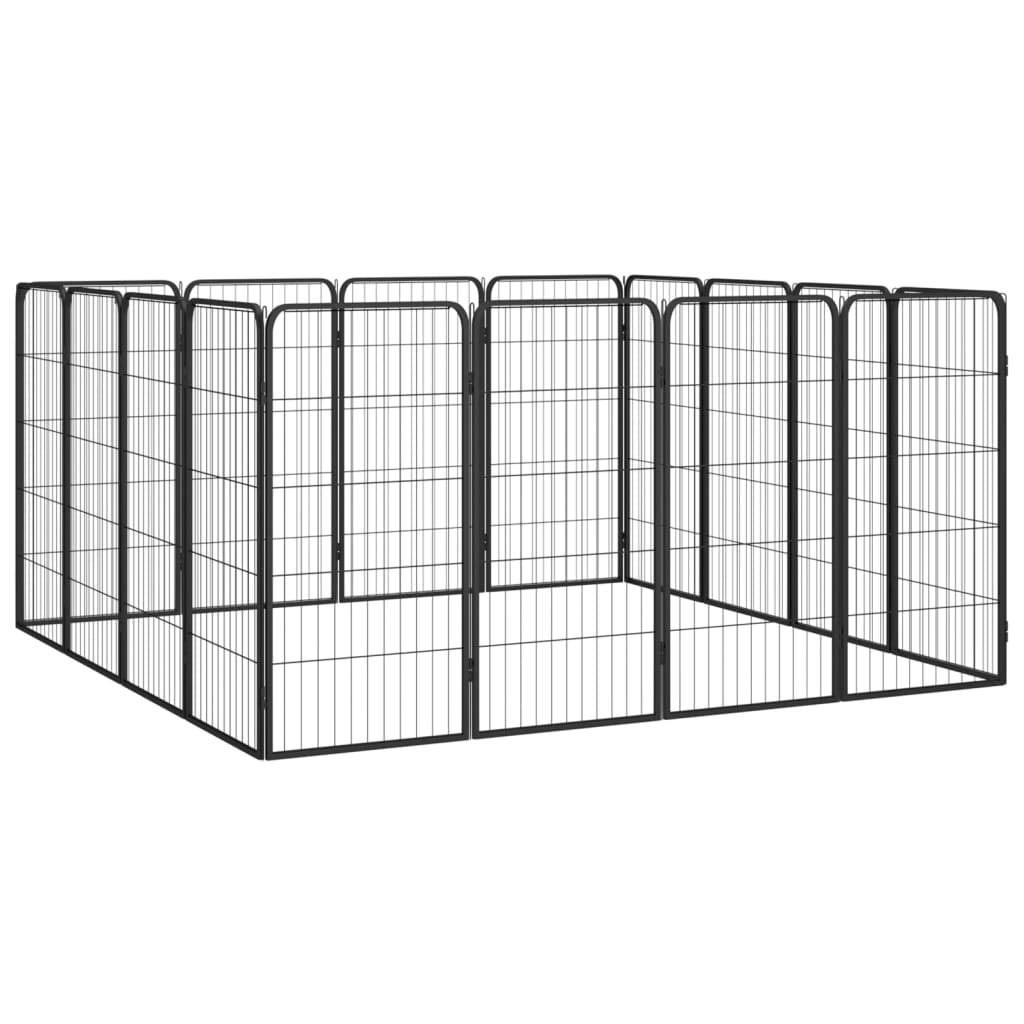 Jaula perros 16 paneles acero recubierto polvo negro 50x100 cm