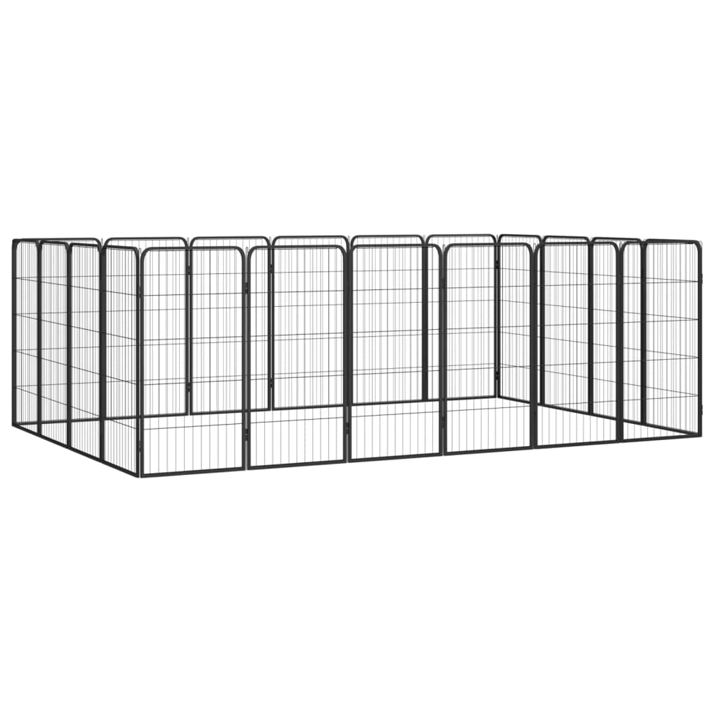 Dog cage 20 panels black powder-coated steel 100x50 cm