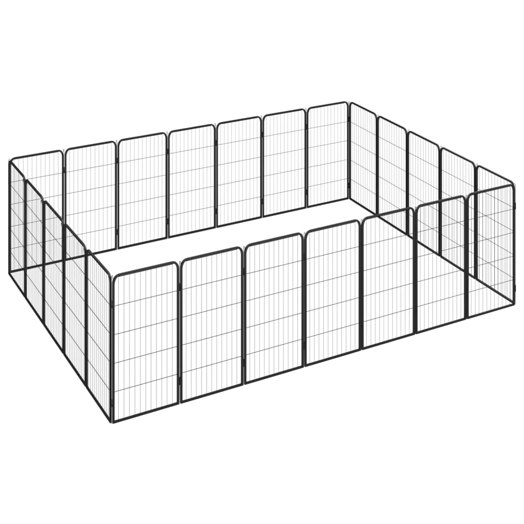 24-panel Black Powder-Coated Steel Dog Crate 100x50 cm