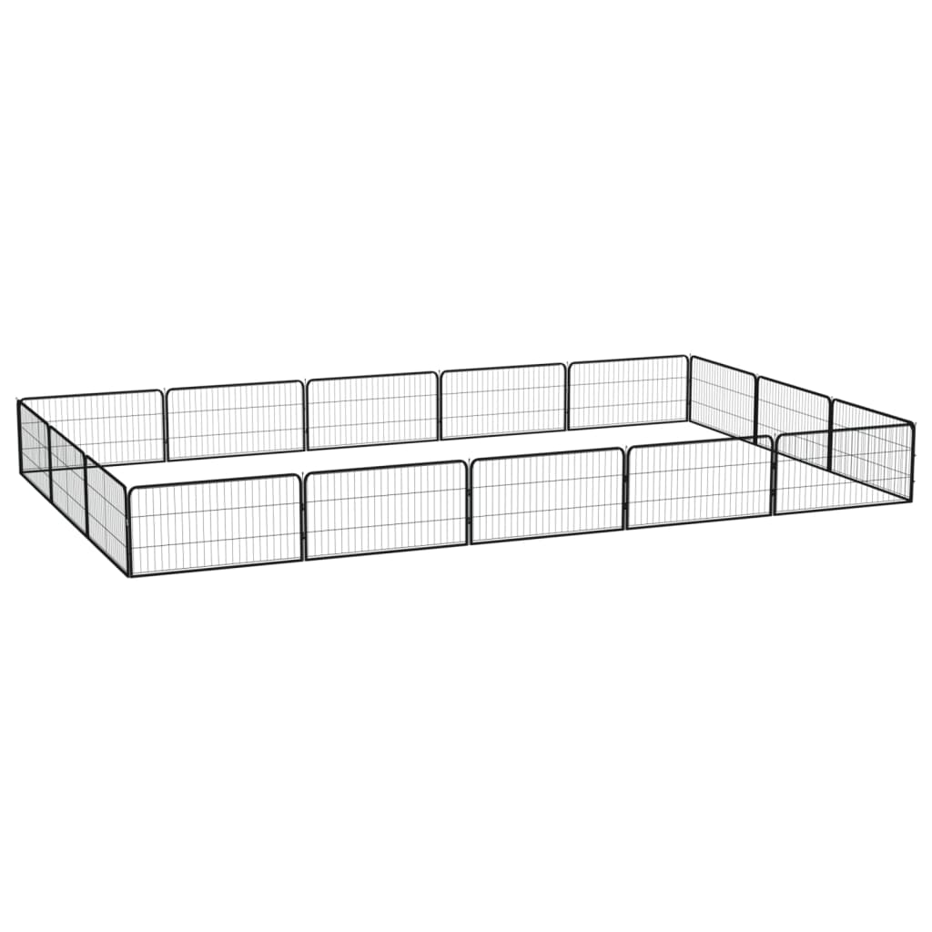 Dog cage 12 panels black powder-coated steel 100x50 cm