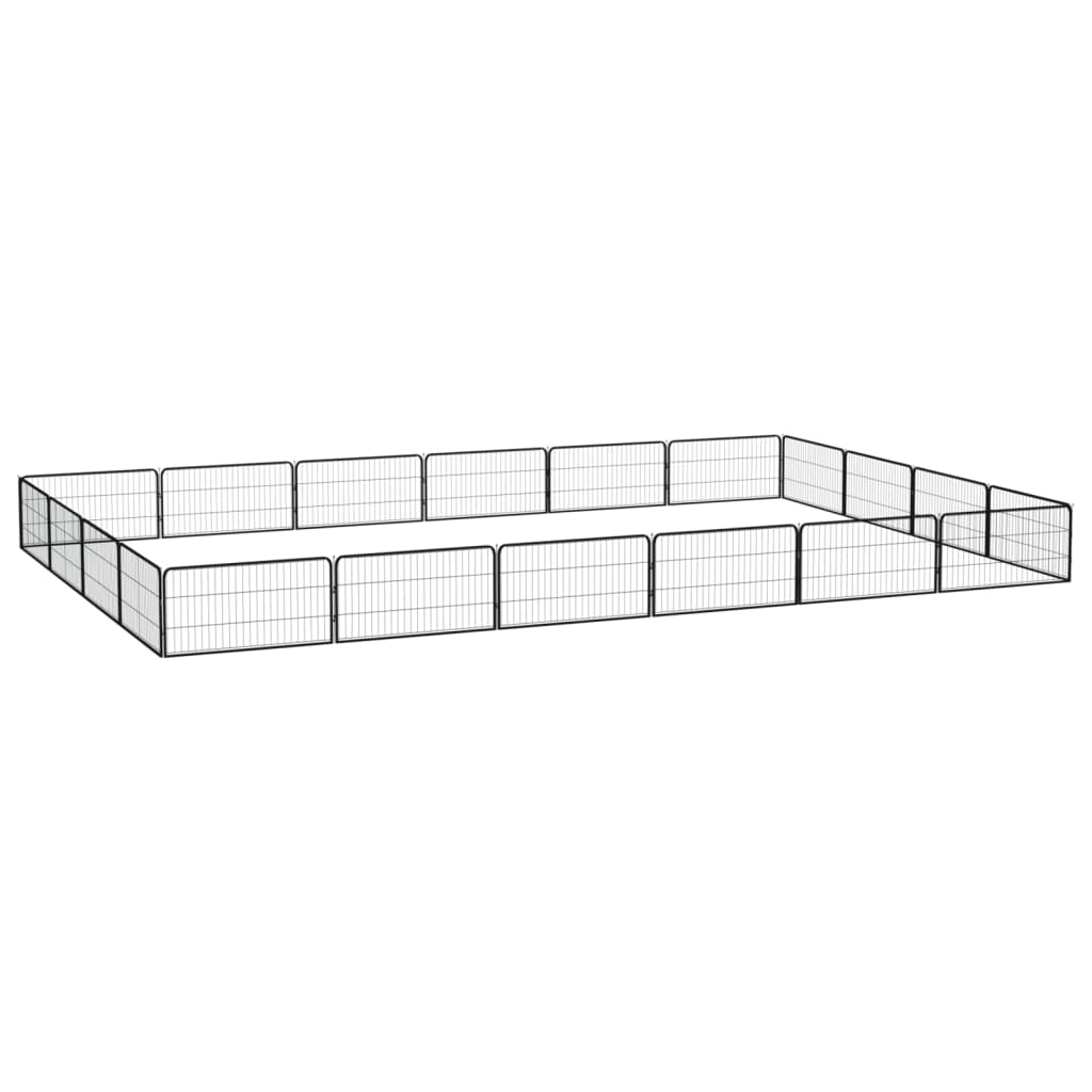 Dog cage 18 panels black powder-coated steel 50x100 cm