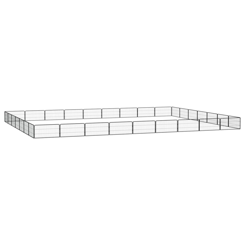 28-Panel Black Powder-Coated Steel Dog Kennel 50x100 cm