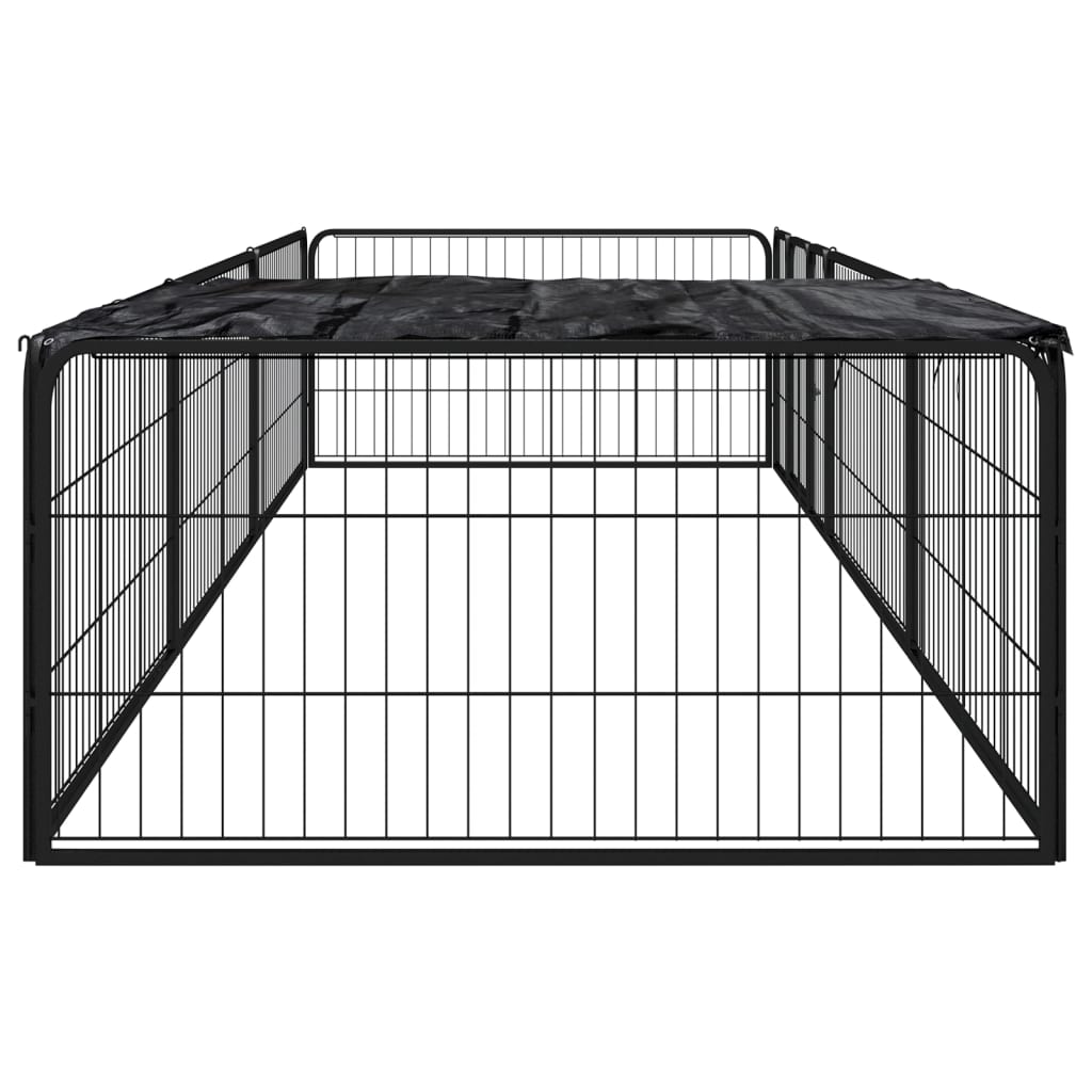 Jaula perros 8 paneles acero recubierto polvo negro 100x50 cm