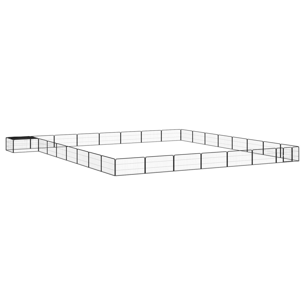 28-Panel Black Powder-Coated Steel Dog Kennel 50x100 cm