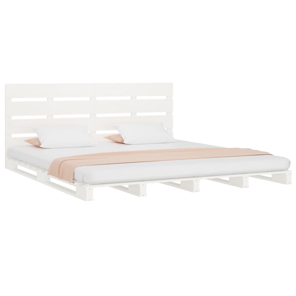 Cama sin colchón madera maciza de pino blanca 180x200 cm