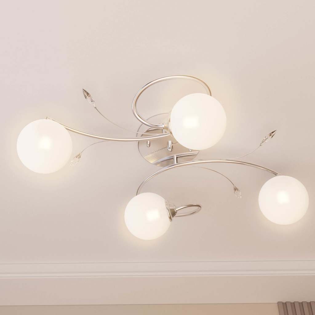 Lámpara de techo pantallas cristal redonda 4 bombillas LED G9