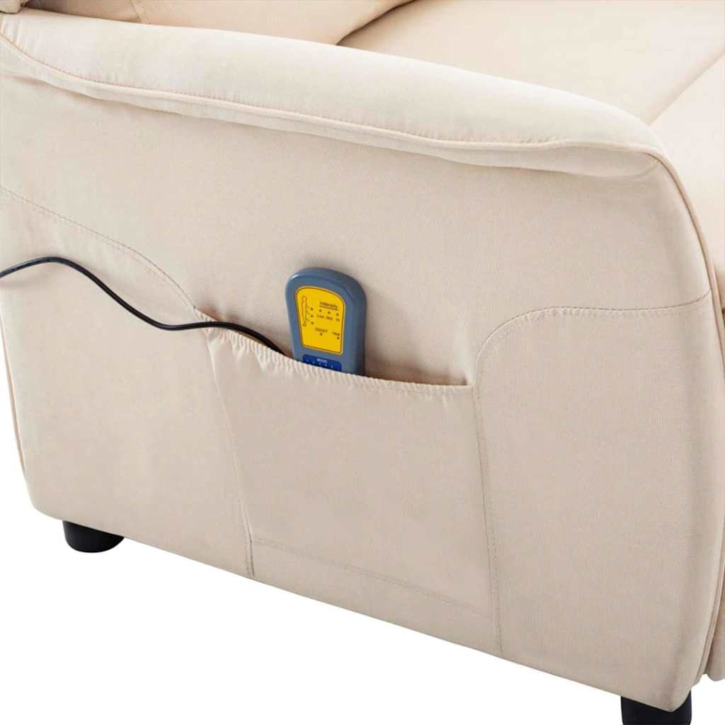 Silla de masaje con cojín Crema 93.5 x 67.5 x 101.5 cm tela