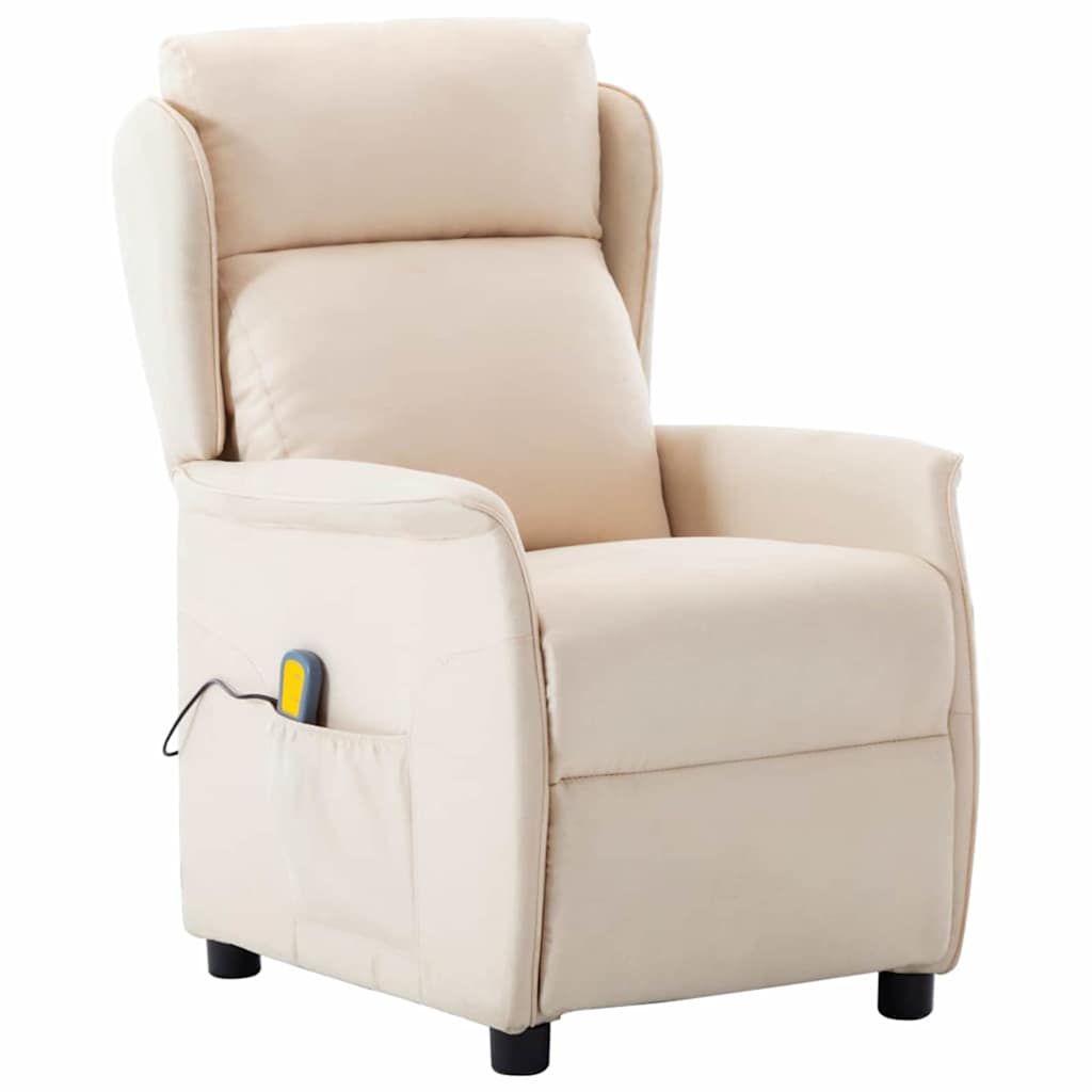 Silla de masaje con cojín Crema 93.5 x 67.5 x 101.5 cm tela