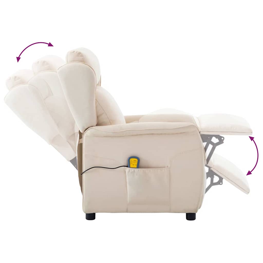 Silla de masaje con cojín Crema 93.5 x 67.5 x 101.5 cm tela