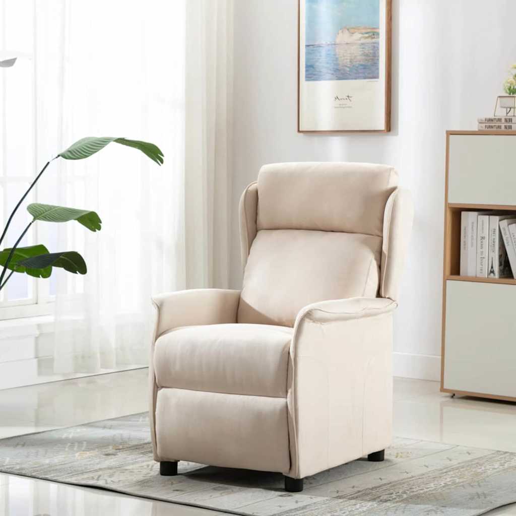 Silla de masaje con cojín Crema 93.5 x 67.5 x 101.5 cm tela