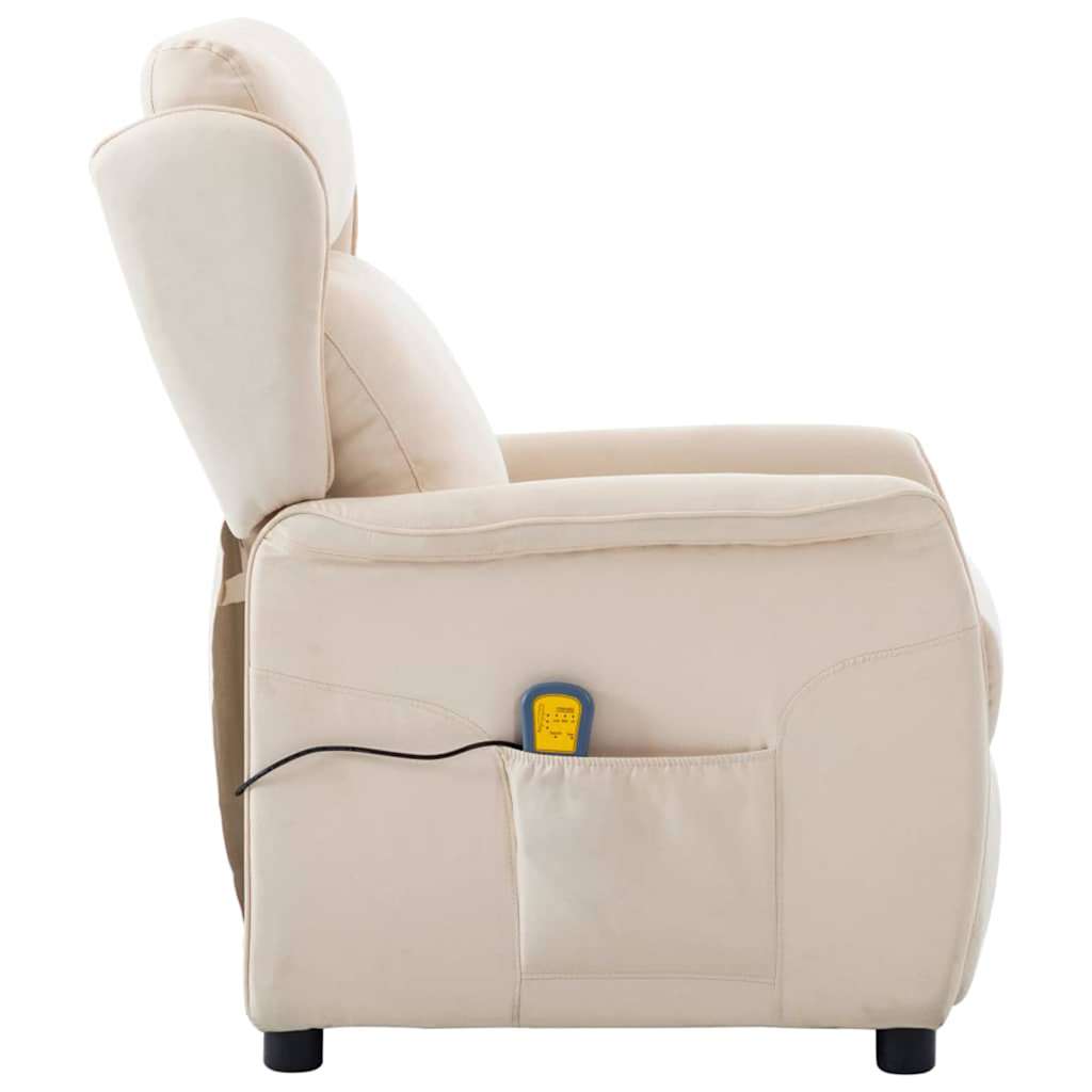 Silla de masaje con cojín Crema 93.5 x 67.5 x 101.5 cm tela