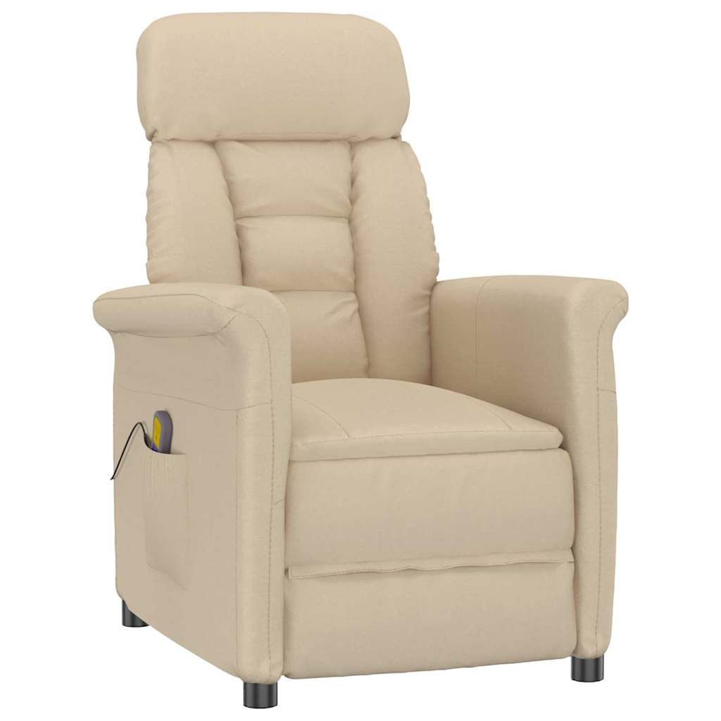 Silla de masaje con cojín Crema 93.5 x 67.5 x 101.5 cm tela