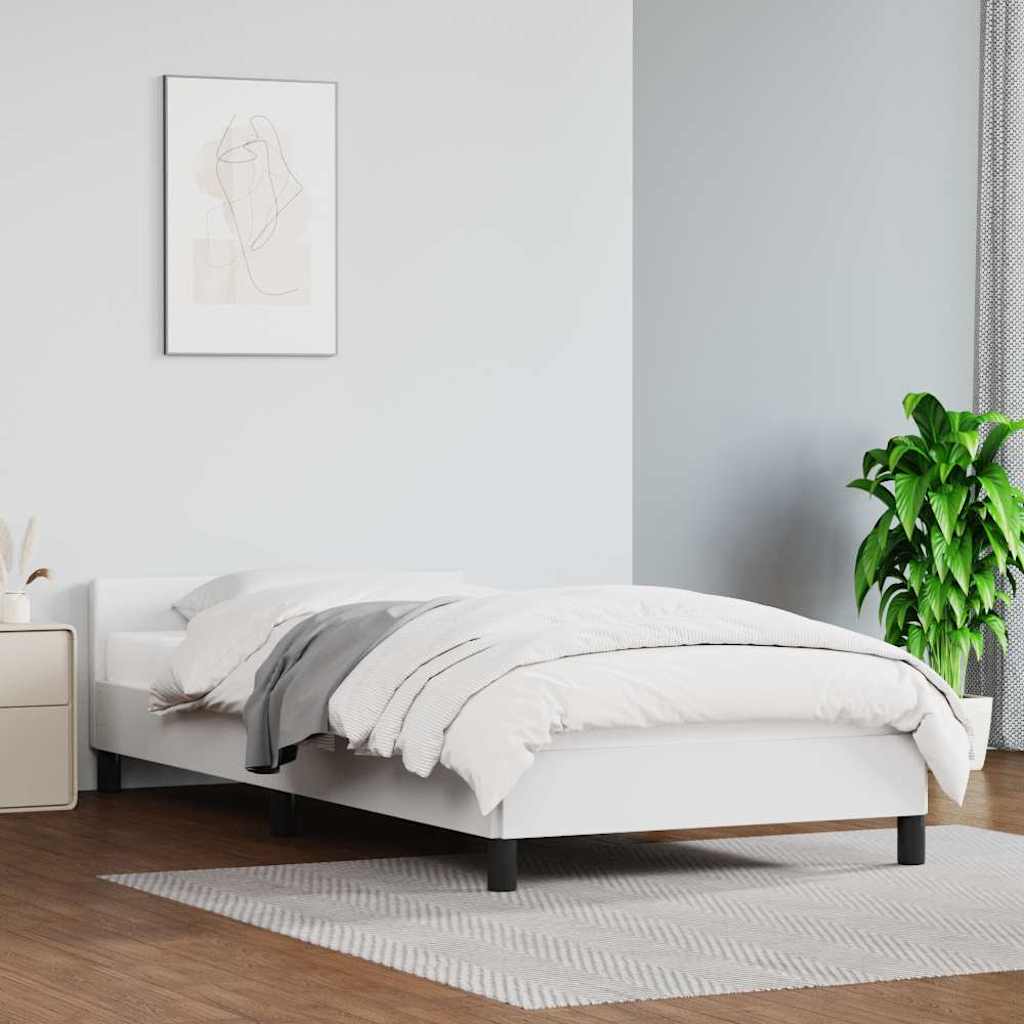 Cama con cabecero madera de ingeniería blanca 90x190 cm