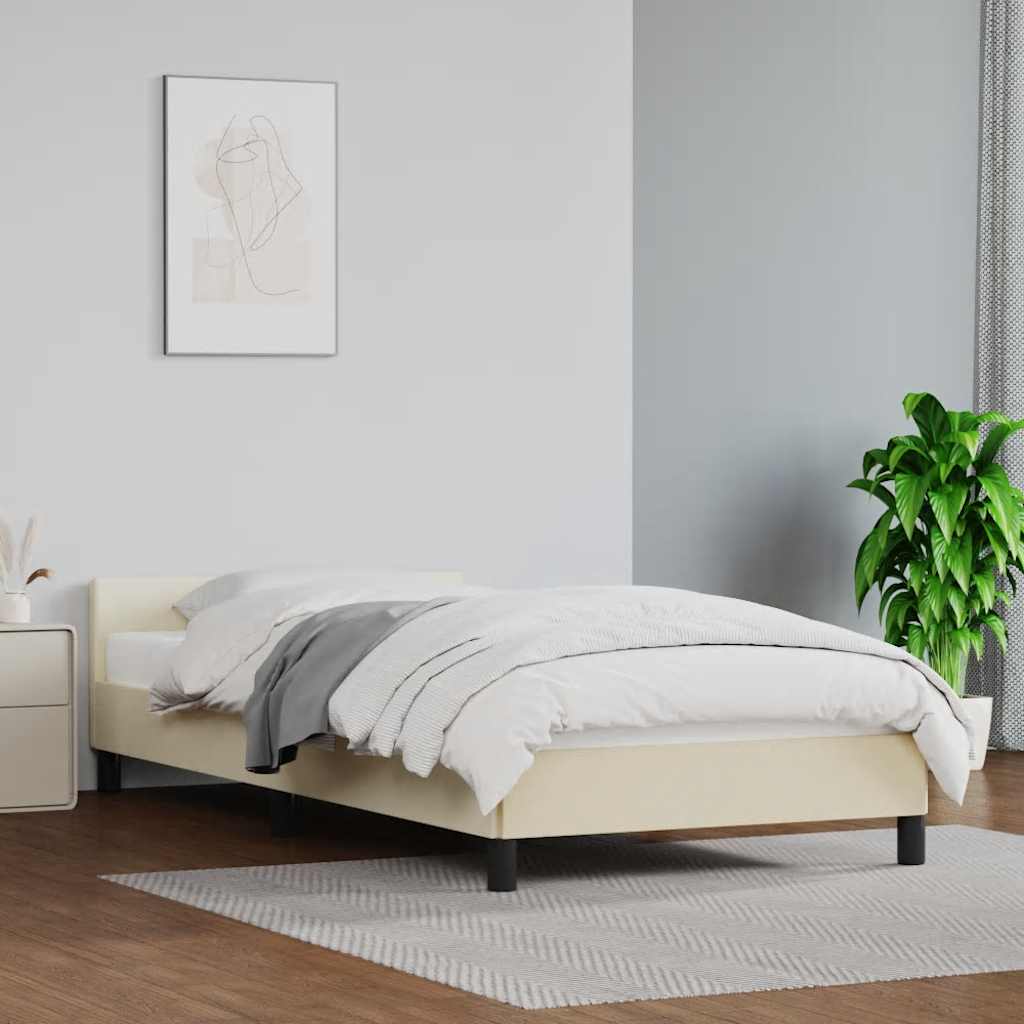 Cama con cabecero madera de ingeniería blanca 90x190 cm