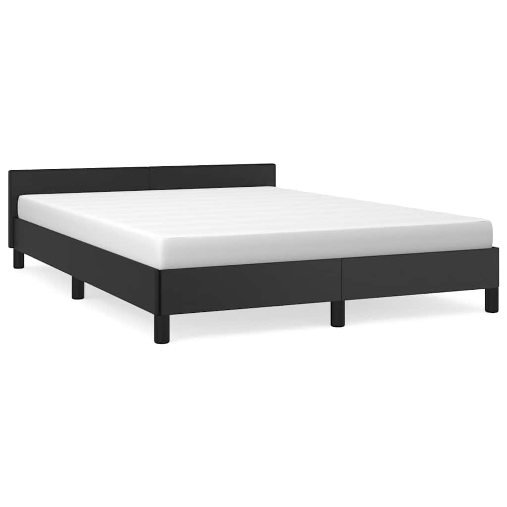 Estructura de cama con cabecero sin colchón negro 140x190 cm