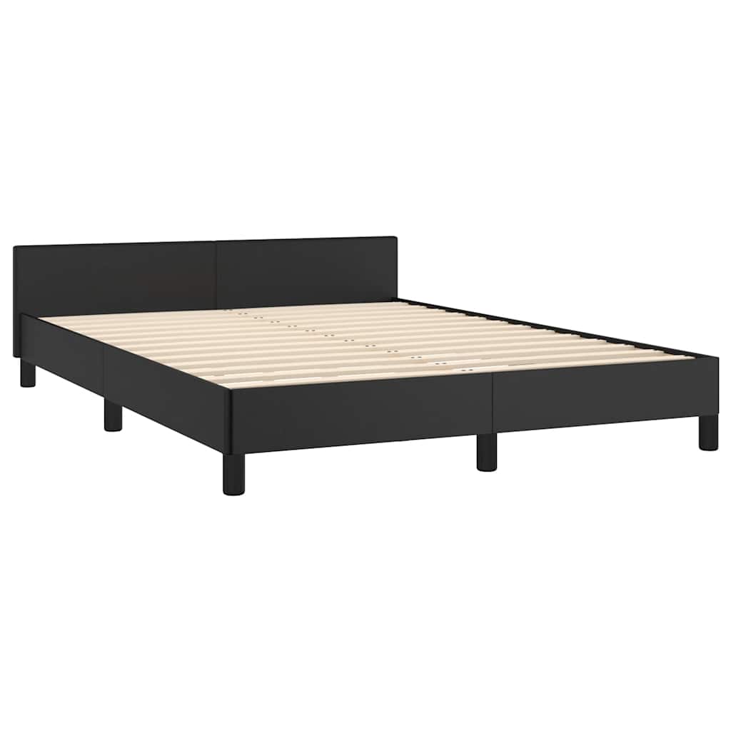 Estructura de cama con cabecero sin colchón negro 140x190 cm