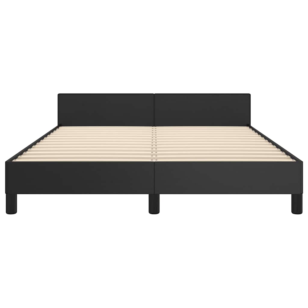 Estructura de cama con cabecero sin colchón negro 140x190 cm