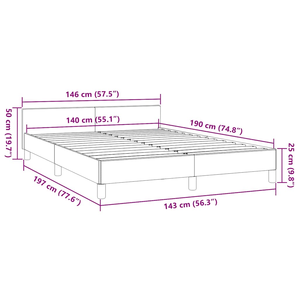 Estructura de cama con cabecero sin colchón negro 140x190 cm