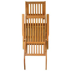 Silla de jardín con reposapiés y mesita madera maciza de acacia