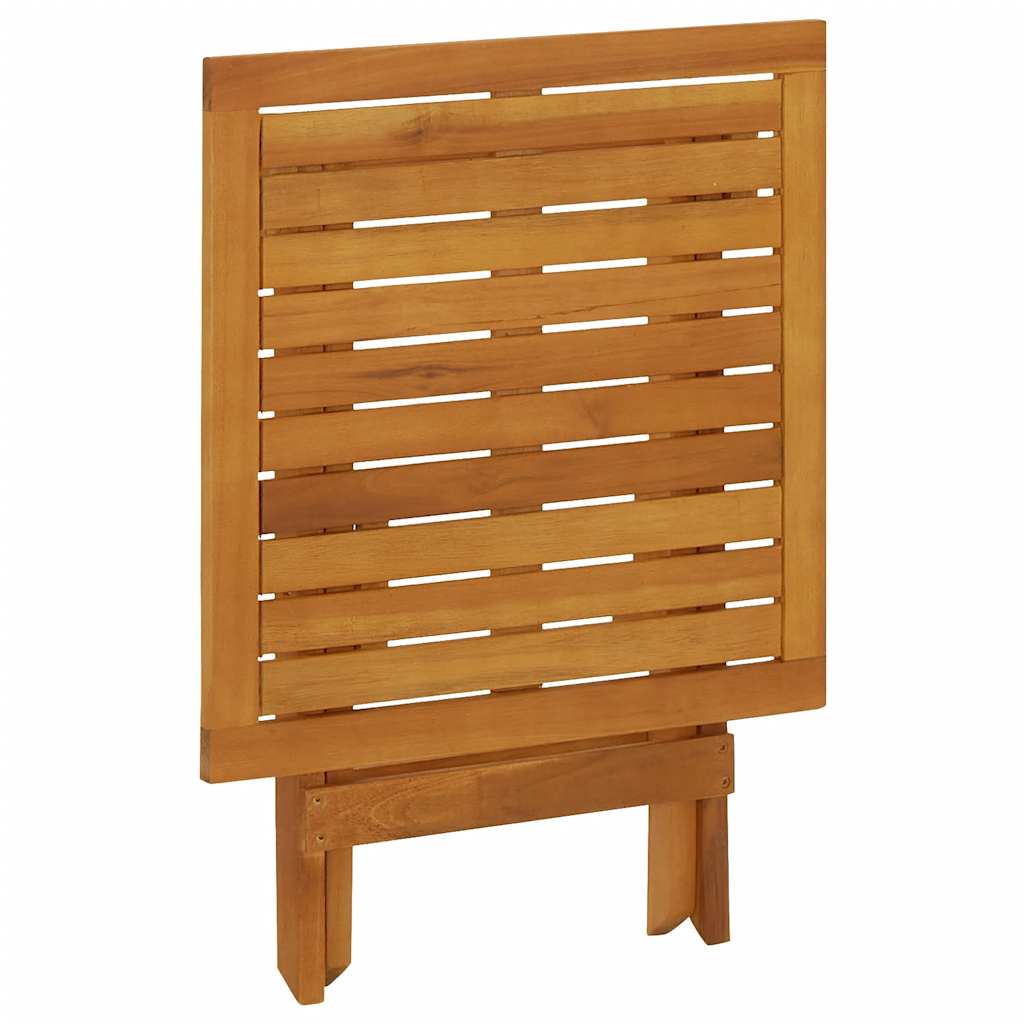 Silla de jardín con reposapiés y mesita madera maciza de acacia